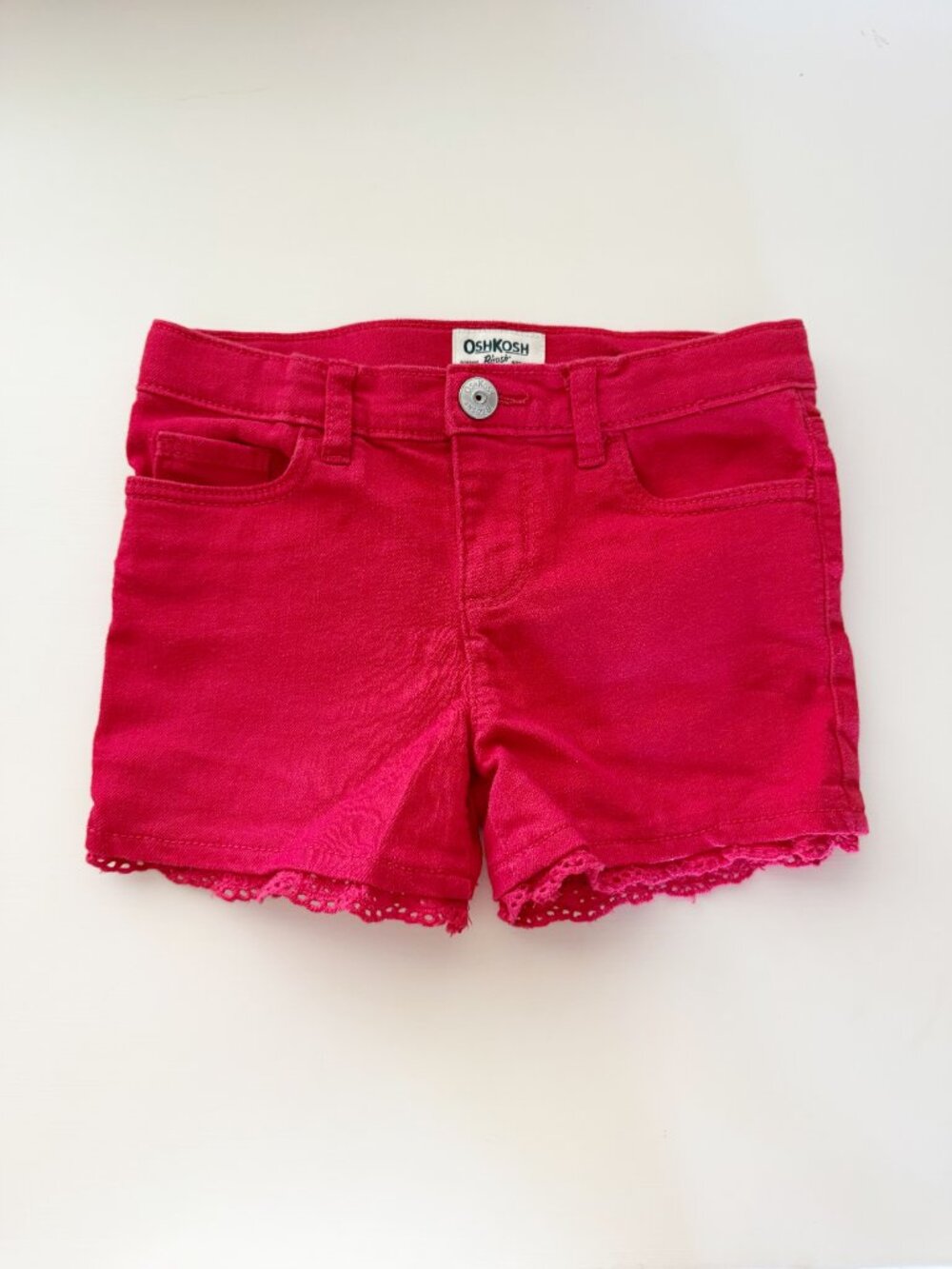 OshKosh Red Denim Shorts with Eyelet Trim • 5 Years